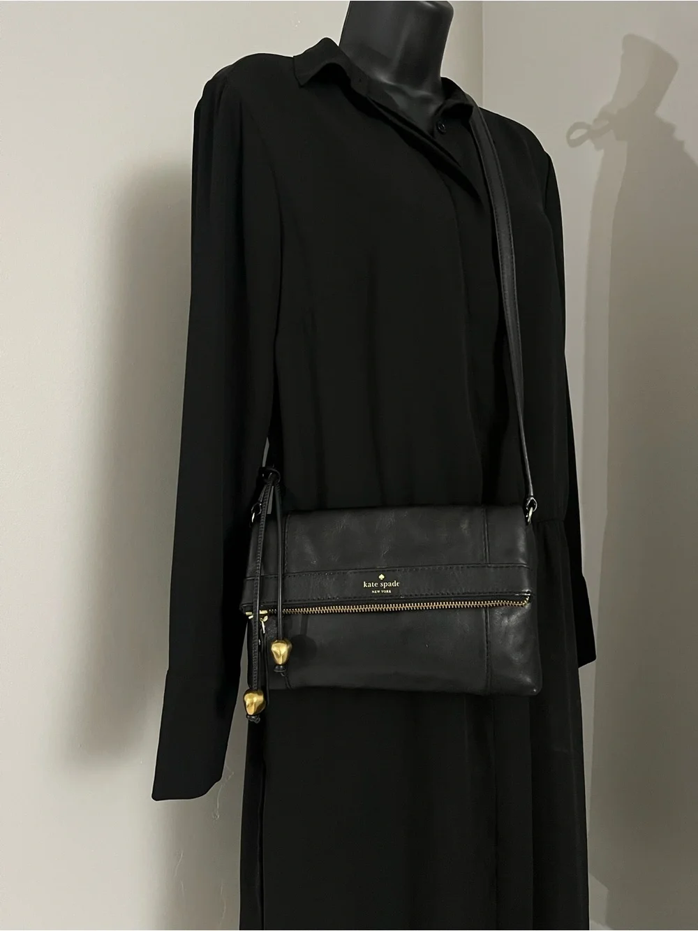 Kate Spade Fremont Place Julian Black Leather Fold-over Crossbody